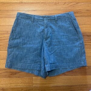 Lands End Shorts Womens Size 10 Chambray Blue Chino Cotton Coastal Preppy